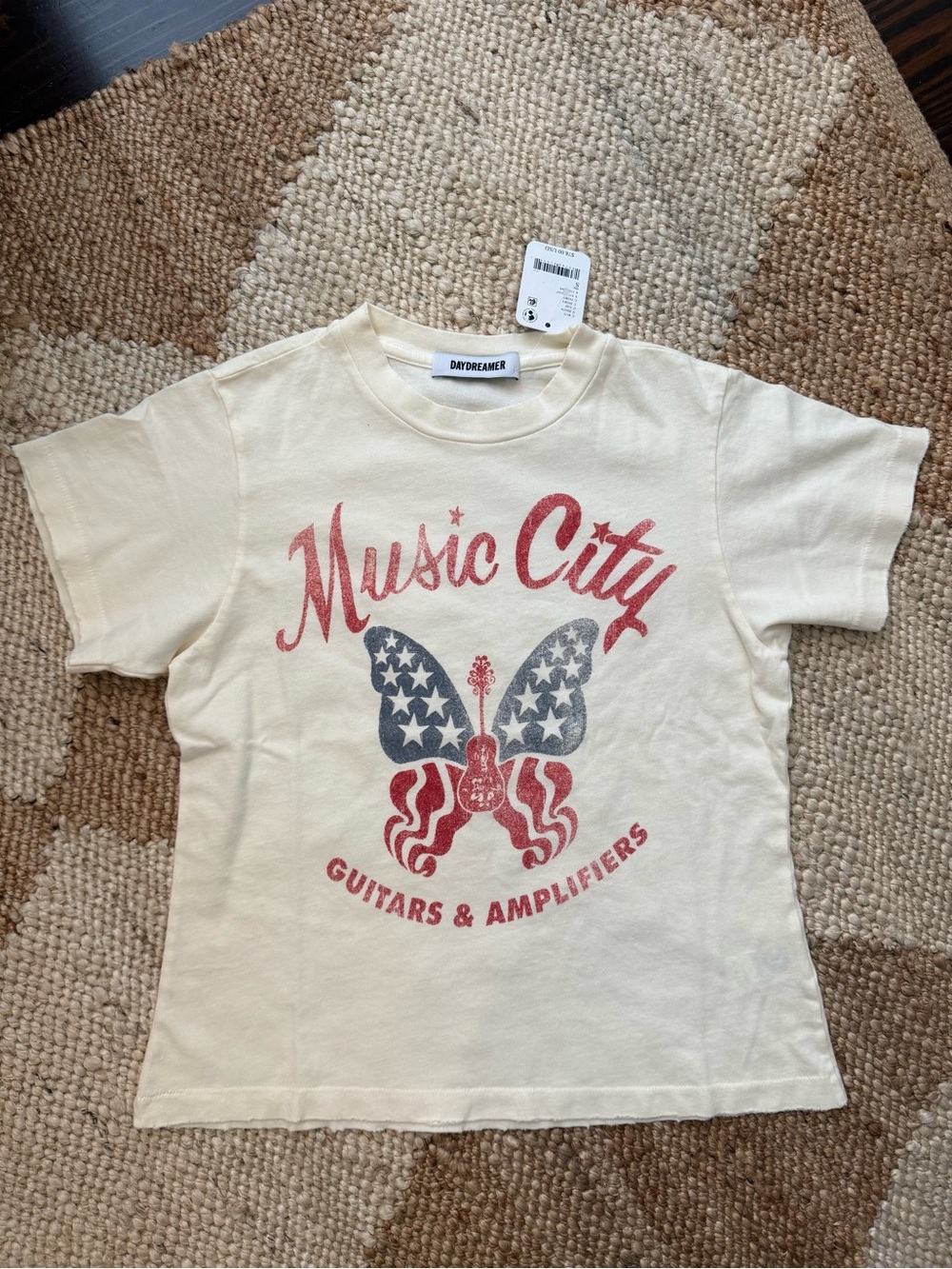 NWT Daydreamer  "Music City" Graphic Tee - Cream & Red - small